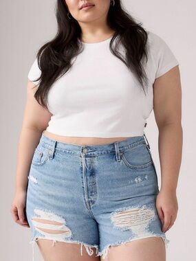 Levi’s 501 Cut Off Denim Shorts Size 18W Distressed Light Jacket Wash High Rise